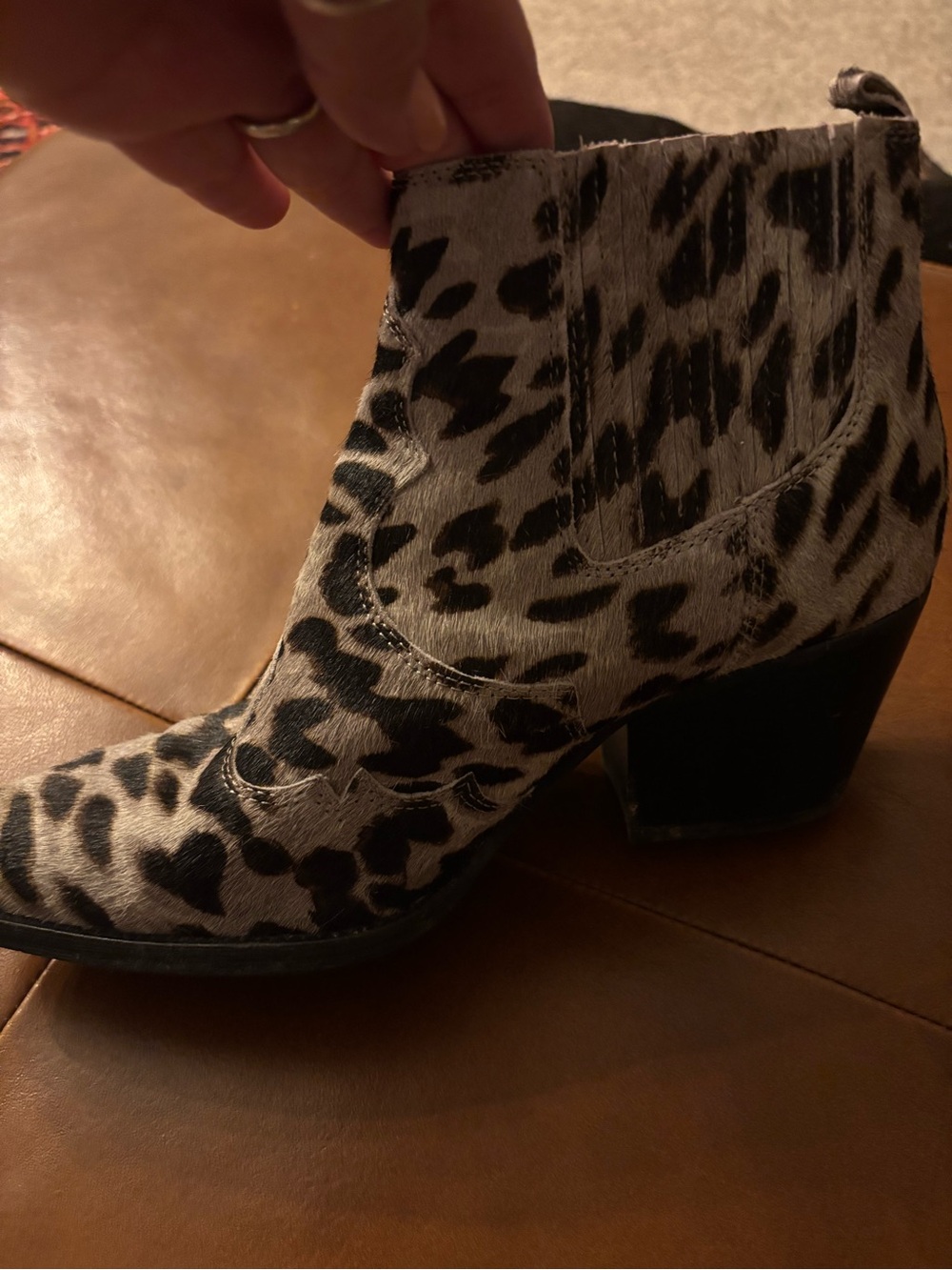 Sam Edelman Black & White Leopard Print Ankle Boot